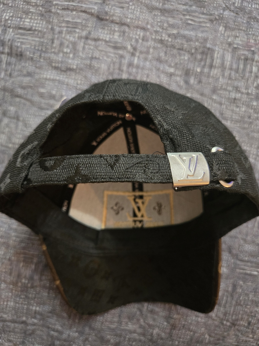 Louis Vuitton Black & Brown Monogram Baseball Cap with Tan Embroidered LV Patch - Picture 3 of 5